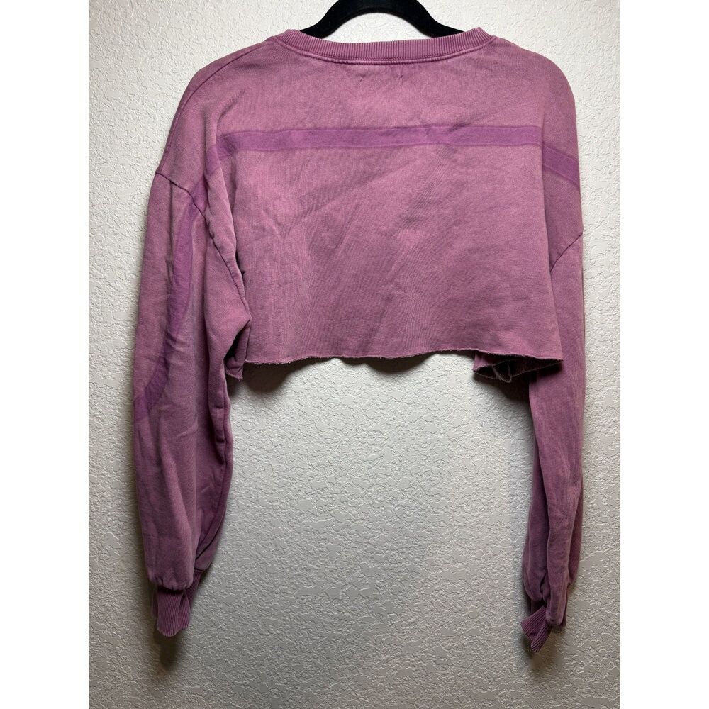 BDG Urban Outfitters Purple Overdyed Distressed Cropped Sweatshirt Pullover LG - Picture 3 of 9